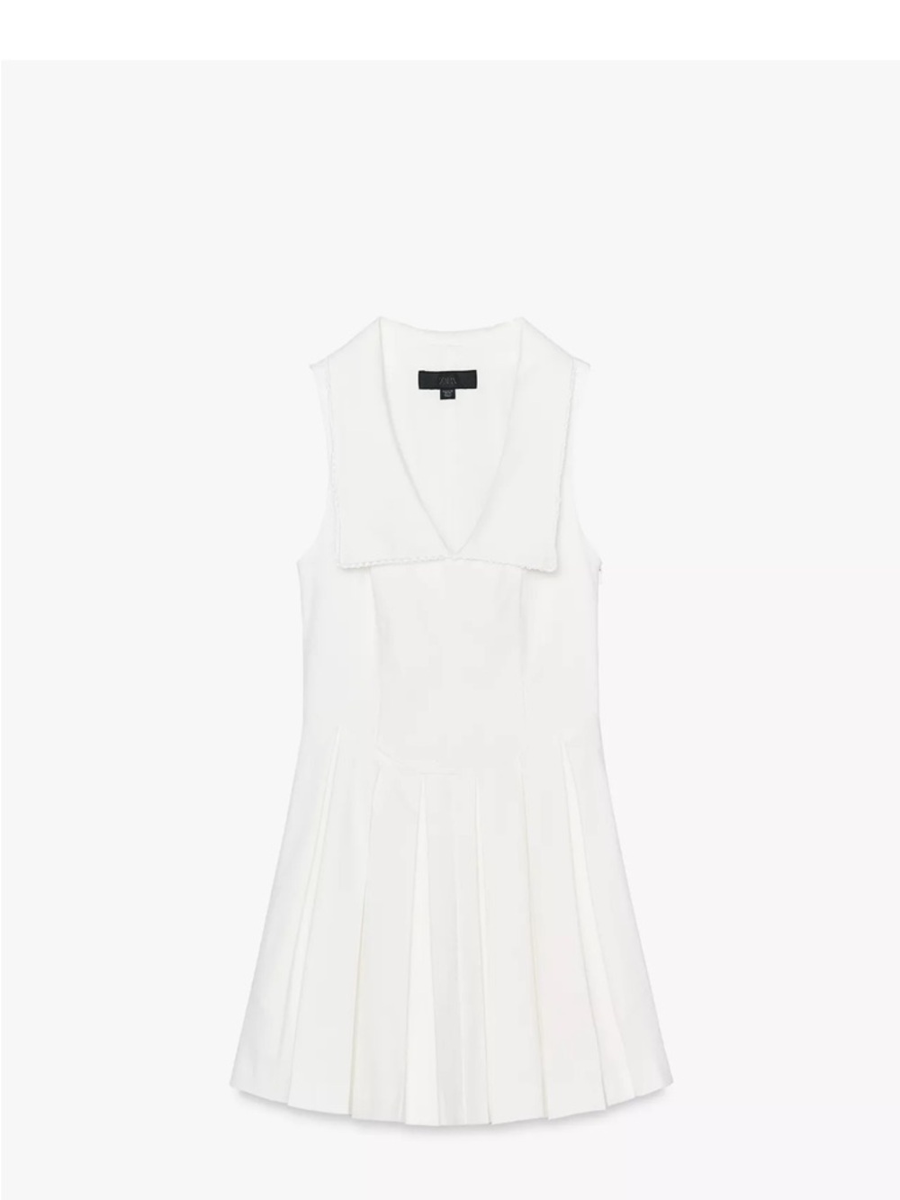 Sleeveless White Pleated V-Neck Mini Dress